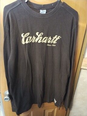Carhartt Size Medium Long Sleeve Waffle Texture Thermal Top Brown